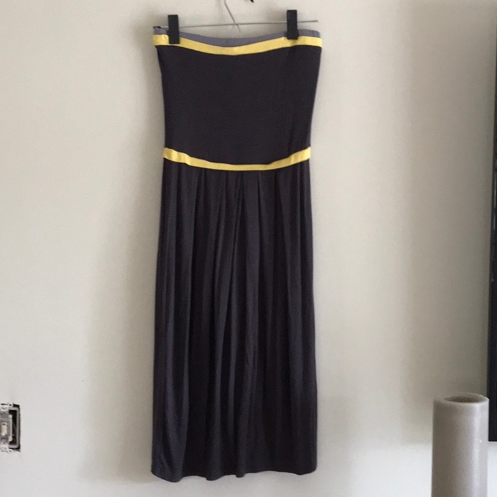 Strapless Gray and Yellow dress Bamboo fabric